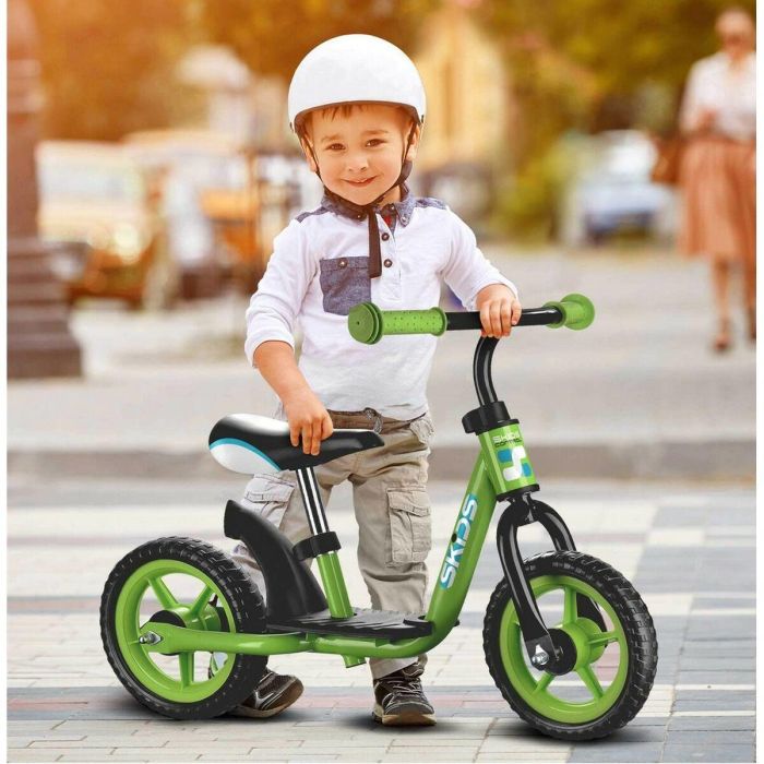 SKIDS CONTROL Bicicleta de equilibrio con reposapiés Verde 10 pulgadas, neumáticos EVA antipinchazos, marco de acero y sillín/manillar ajustables 1 SKIDS CONTROL Bicicleta de equilibrio con reposapiés Verde 10 pulgadas, neumáticos EVA antipinchazos, marco de acero y sillín/manillar ajustables 1