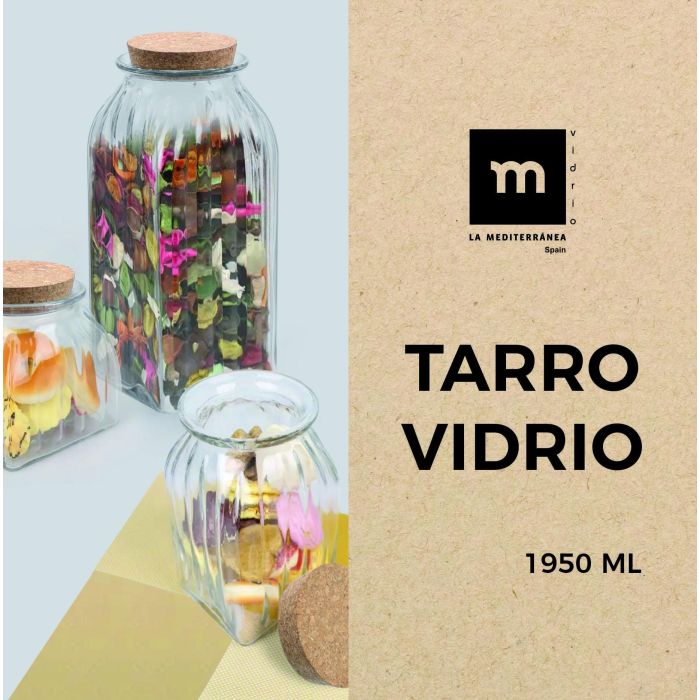 Tarro de Vidrio con Líneas y Tapón de Corcho 1950 ml - La Mediterranea (12 Unidades) 7 Tarro de Vidrio con Líneas y Tapón de Corcho 1950 ml - La Mediterranea (12 Unidades) 7