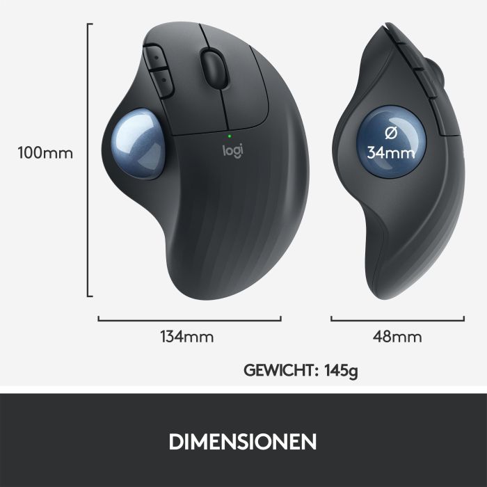 Logitech M575 ERGO Wireless Trackball - Ratón Ergonómico Inalámbrico Graphite 5