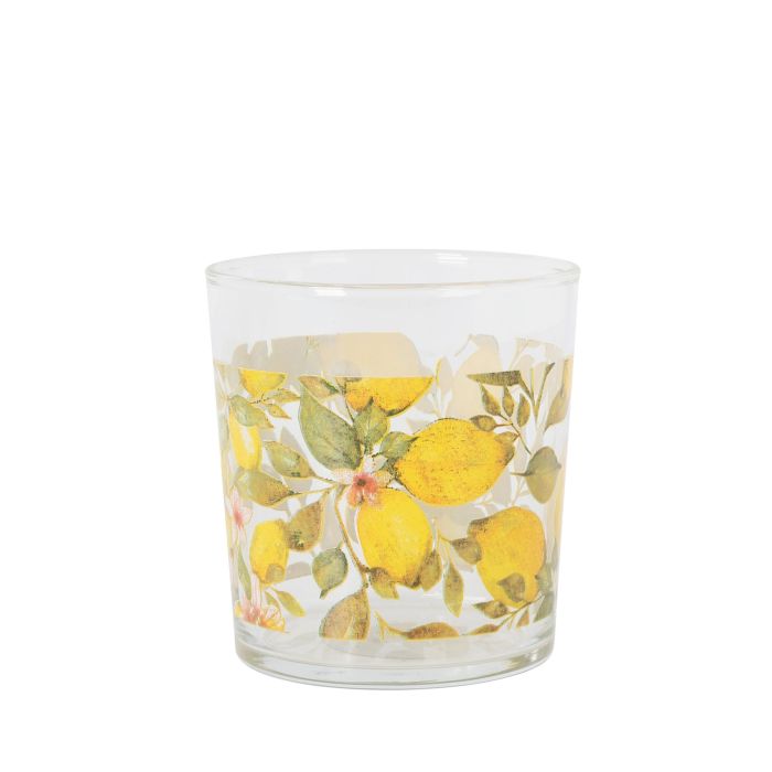 LAV Vaso Pinta 340 ml / 0.34 L con Diseño de Limones Color Verde - 8.5 x 8.5 x 9 cm - Ref. BDG386 (24 Unidades)