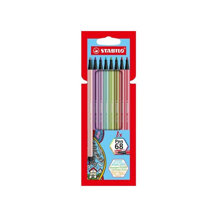 Rotulador Fibra Stabilo Pen 68 Nuevos Colores Estuche De Carton 8 Unidades