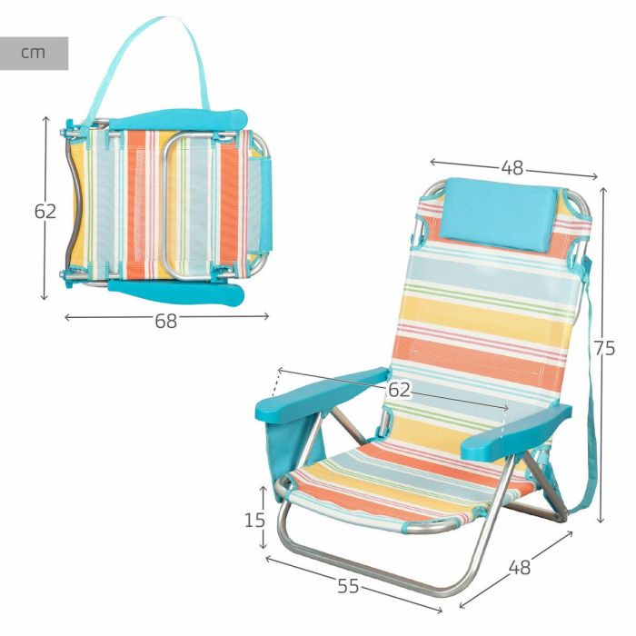 Silla de Playa Aktive 48 x 75 x 48 cm (2 Unidades) 3 Silla de Playa Aktive 48 x 75 x 48 cm (2 Unidades) 3