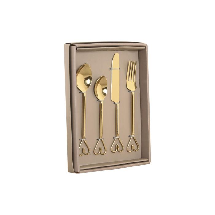 DKD Home Decor Cubertería Glam Acero Inoxidable Dorado, Set de 16 Piezas, Diseño Corazón, Apto Lavavajillas 3 DKD Home Decor Cubertería Glam Acero Inoxidable Dorado, Set de 16 Piezas, Diseño Corazón, Apto Lavavajillas 3