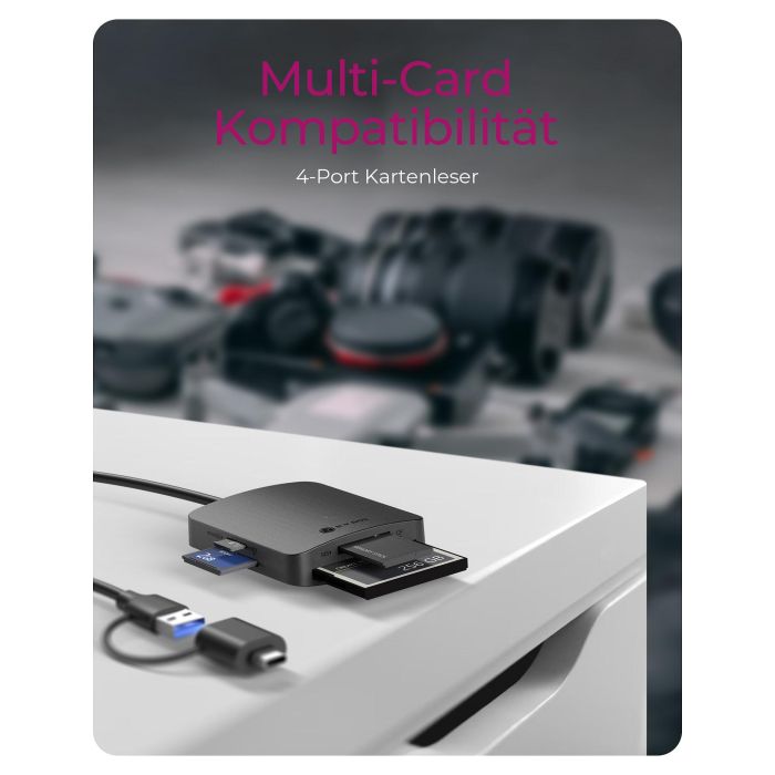 ICY BOX IB-CR302-CU3 Lector de Tarjetas USB 3.2 Gen 1 para CF, MS, MicroSD y SD, Aluminio Negro 1
