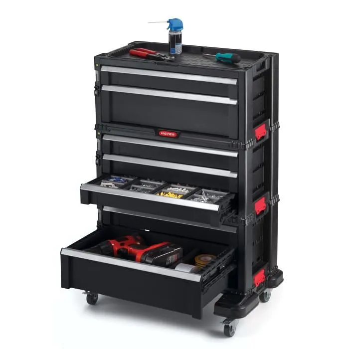 Carro de herramientas KETER con 7 cajones - Modular con cierre centralizado - 60 x 38 x 83 cm con ruedas 1 Carro de herramientas KETER con 7 cajones - Modular con cierre centralizado - 60 x 38 x 83 cm con ruedas 1