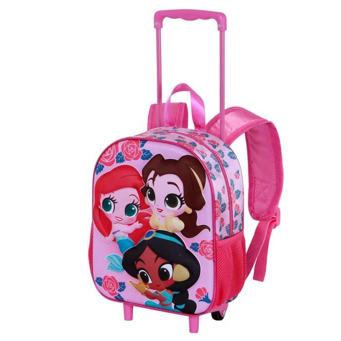 Disney Princesas Mochila 3D con Ruedas Pequeña Flowers Rosa 0 Disney Princesas Mochila 3D con Ruedas Pequeña Flowers Rosa 0