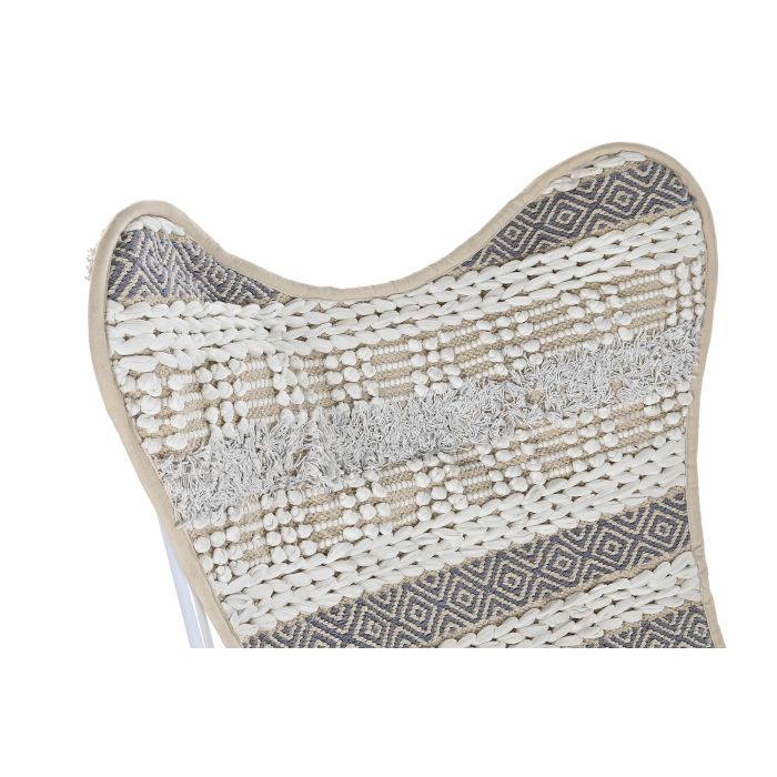 Sillon Boho DKD Home Decor Blanco Gris 65 x 90 x 74 cm 2 Sillon Boho DKD Home Decor Blanco Gris 65 x 90 x 74 cm 2
