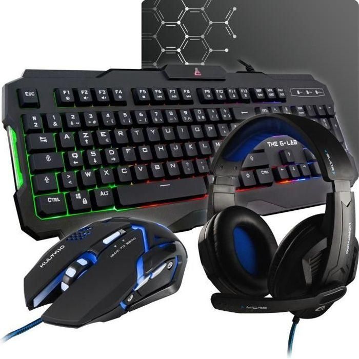 THE G-LAB COMBO ARGON Teclado retroiluminado FR Rendimiento + mouse Recubrimiento suave al tacto + auriculares KORP 100 + alfombrilla antideslizante THE G-LAB COMBO ARGON Teclado retroiluminado FR Rendimiento + mouse Recubrimiento suave al tacto + auriculares KORP 100 + alfombrilla antideslizante