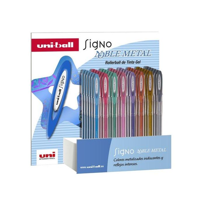 Uniball UM-120 Bolígrafo Signo de Gel 0,7 mm Metálicos, Expositorde 48 Colores Surtidos