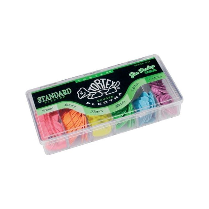 Dunlop Caja de 216 Unidades Tortex / Standard - Púas de Guitarra en 5 Medidas Surtidas