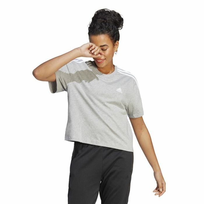 Camiseta de Manga Corta Mujer Adidas 3S Cropped Top Gris claro (XS) 6 Camiseta de Manga Corta Mujer Adidas 3S Cropped Top Gris claro (XS) 6