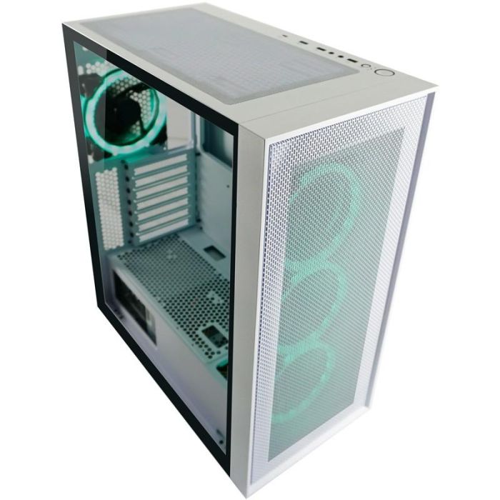 LC-Power 802W RGB Midi Tower PC Gaming Blanco, compatible ATX/Micro ATX/Mini-ITX, con RGB y Panel Vidrio Templado 12