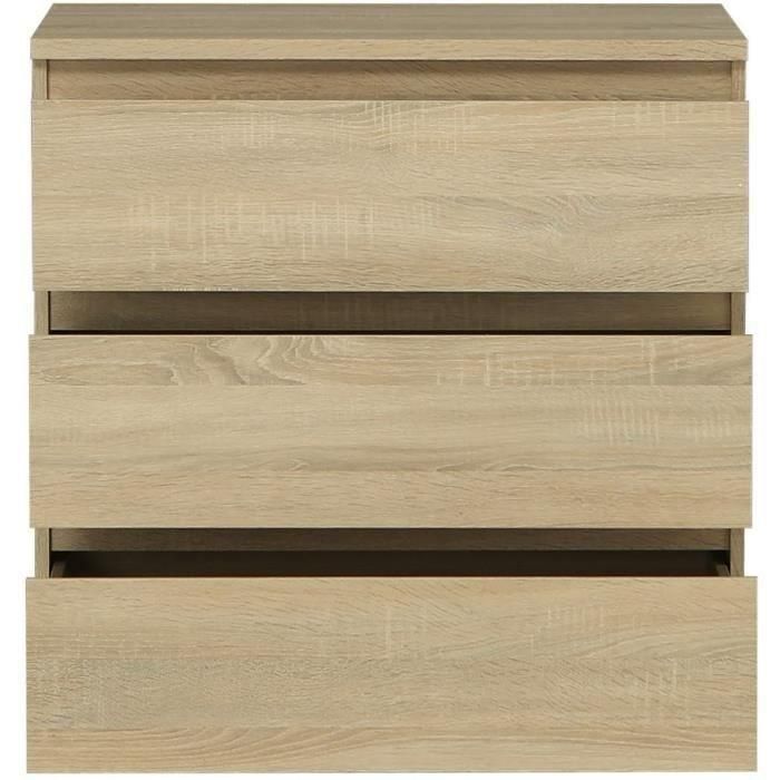Cómoda CHELSEA 3 Cajones - Color roble - L 77,2 x P 42 x H 79,9 cm 2 Cómoda CHELSEA 3 Cajones - Color roble - L 77,2 x P 42 x H 79,9 cm 2