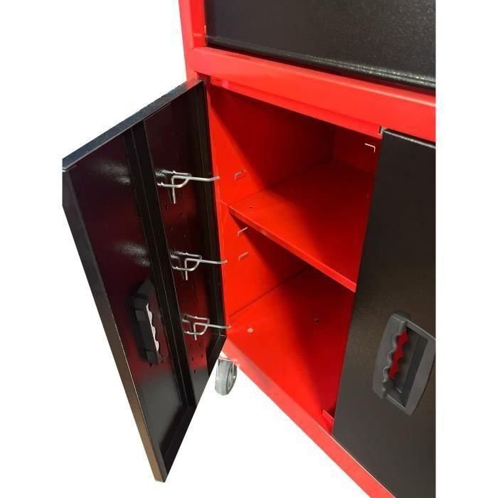 DOMAC Carro de Taller con 7 Cajones Metálicos y Contenedor Móvil Superior. Capacidad 46 kg, 2 Puertas y Ruedas 3 DOMAC Carro de Taller con 7 Cajones Metálicos y Contenedor Móvil Superior. Capacidad 46 kg, 2 Puertas y Ruedas 3