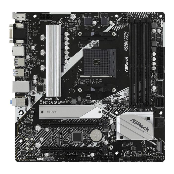 ASROCK A520M PRO 4 Placa Base ATX Socket AM4 Compatible con AMD Ryzen 3000 Series DDR4 1