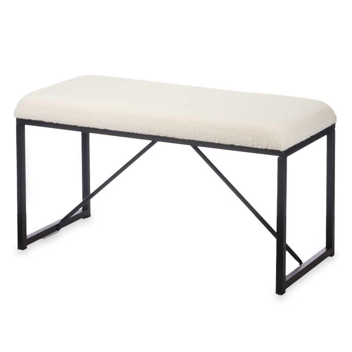 Banco Borreguito Blanco Giftdecor 81x42x38 cm - Metal y Tela 1 Banco Borreguito Blanco Giftdecor 81x42x38 cm - Metal y Tela 1