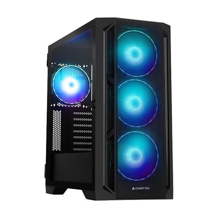 Chieftec APEX LUMO Mesh GA-01B-L-OP Caja de PC Midi Tower Negra con Iluminación RGB para Gaming