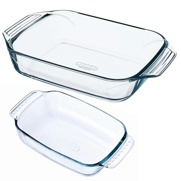 Pyrex Set 2 Fuentes Horno Classic Vidrio Borosilicato Transparente 39x27x8 cm - Resistentes a Rayaduras, Apto Lavavajillas 0 Pyrex Set 2 Fuentes Horno Classic Vidrio Borosilicato Transparente 39x27x8 cm - Resistentes a Rayaduras, Apto Lavavajillas 0