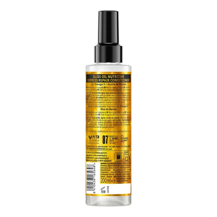 Schwarzkopf Oil Nutritive Acondicionador Spray 200 ml para Cabello Dañado y Frágil, Repara y Fortalece