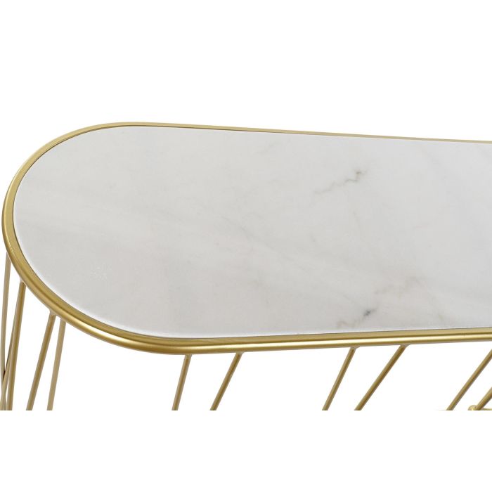 DKD Home Decor Consola Chic de Mármol Blanco y Estructura de Metal Plateado. Mueble de Recibidor. Medidas: 115x35x78 cm 1