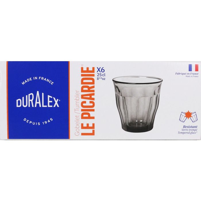 Duralex - Set de 6 Vasos Picardie 25 cl Gris (12 Cajas) 1 Duralex - Set de 6 Vasos Picardie 25 cl Gris (12 Cajas) 1