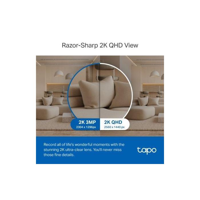 Tp - link Tapo TC72 Cámara Seguridad WiFi 360° 2K, Visión Nocturna, Detección IA, Alarma Luz/Sonido, Control Voz 2