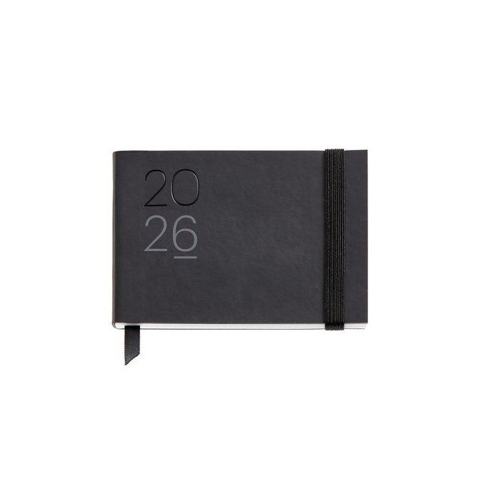 Agenda Anual (2026) Miquelrius Basic Luxor Cosida Tapa Simil Piel Con Goma Pocket 105X74 S/V Negro