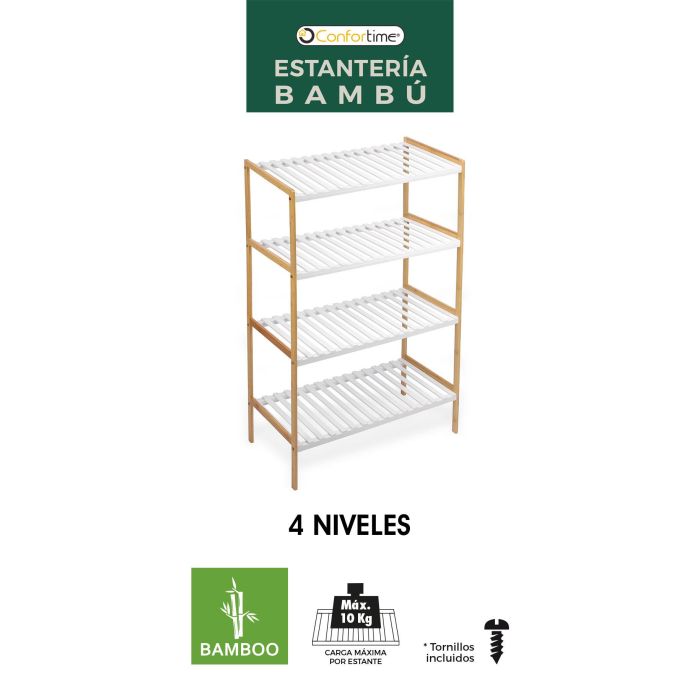 Estantería de Bambú 4 Niveles 70x35x100 cm - Confortime (2 Unidades) 2 Estantería de Bambú 4 Niveles 70x35x100 cm - Confortime (2 Unidades) 2