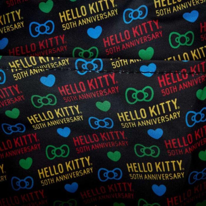 Loungefly Mochila 50th Anniversary Hello Kitty Nylon 24.37x21.25x11.25cm Correas Ajustables Bolsillos Laterales Herrajes Dorados 4