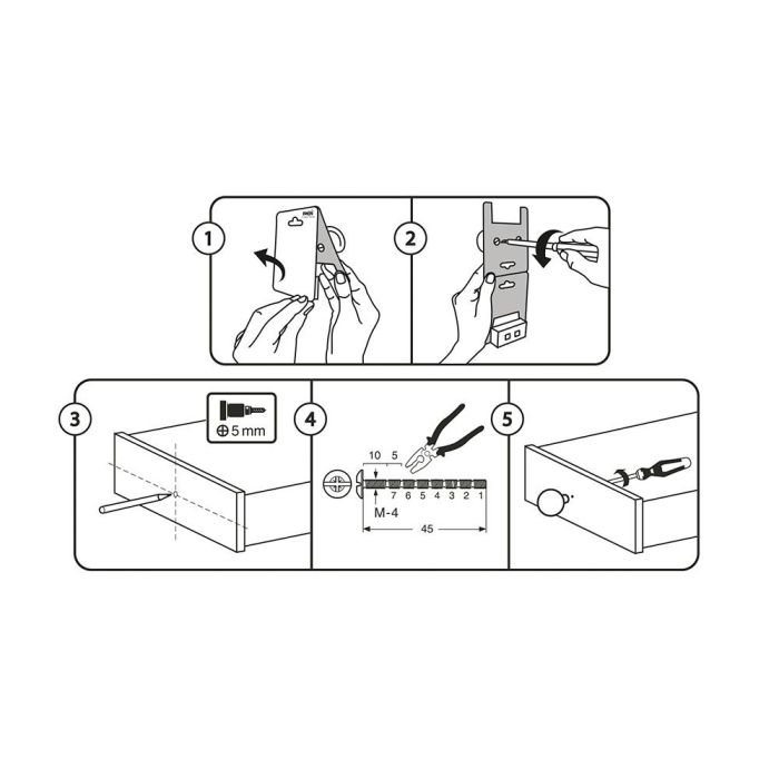 Blister con 4 pomos redondos para mueble fabricado en porcelana acabado ilustrado mod. e815 ø40mm rei 3