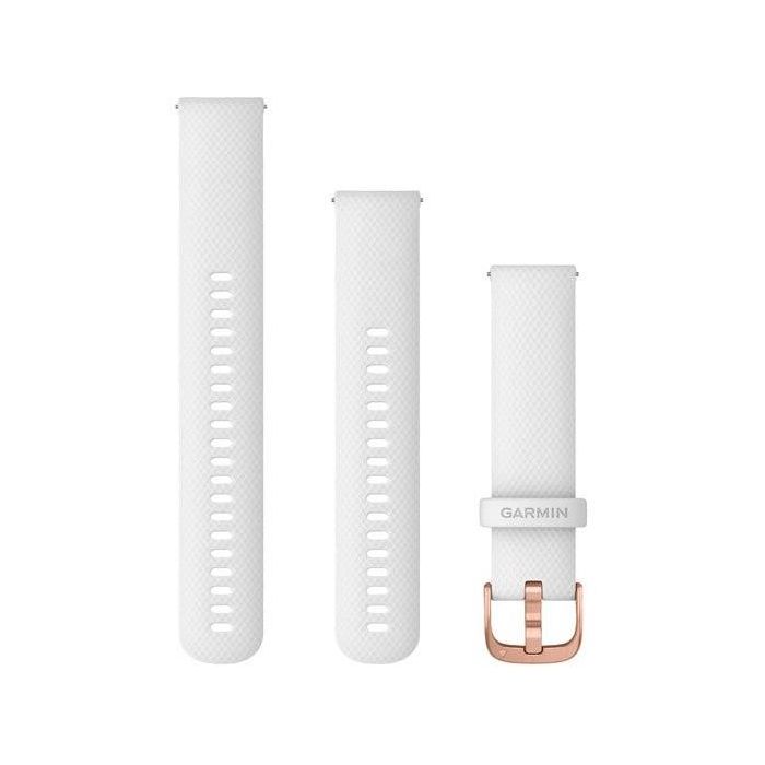 Garmin Correa de repuesto de silicona de 20mm, blanca con hebilla dorada