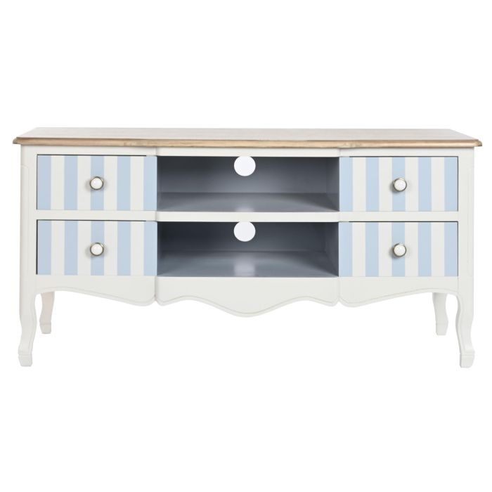 DKD Home Decor Mueble TV Mediterráneo Colección Bayona 2023 Madera Paulownia Blanco Azul Celeste 120x48x60 cm con 4 Cajones y 3 Puertas 3 DKD Home Decor Mueble TV Mediterráneo Colección Bayona 2023 Madera Paulownia Blanco Azul Celeste 120x48x60 cm con 4 Cajones y 3 Puertas 3
