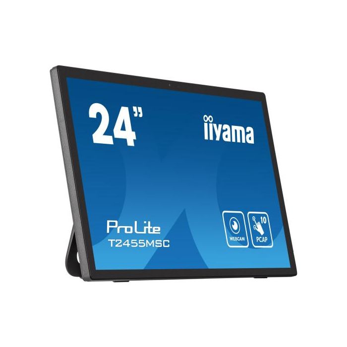 Iiyama T2455MSC-B1 Monitor táctil 24" IPS Full HD 1920x1080, HDMI, DisplayPort, USB 3.0, altavoces, webcam y micrófono 2