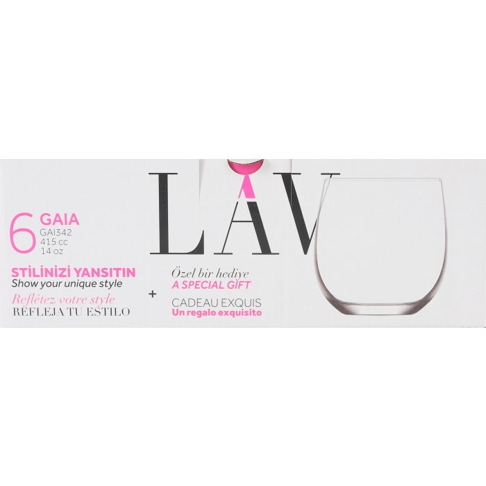 Set de 6 Vasos Gaia 415 cc - LAV (8 Cajas) 1 Set de 6 Vasos Gaia 415 cc - LAV (8 Cajas) 1