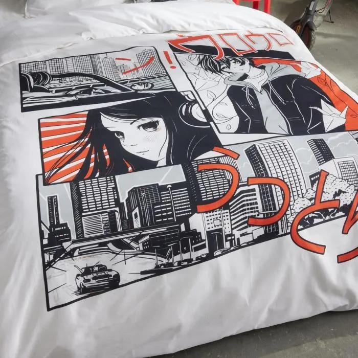 Today Juego de Cama para 2 Personas - 240x220 cm - Algodón - Estampado Manga - Blanco 2