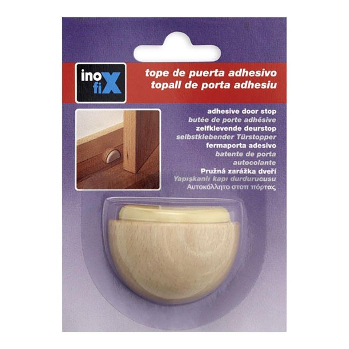 Inofix Tope Adhesivo Madera Haya Caucho Uso en Puertas Interior 24x48x35mm 1