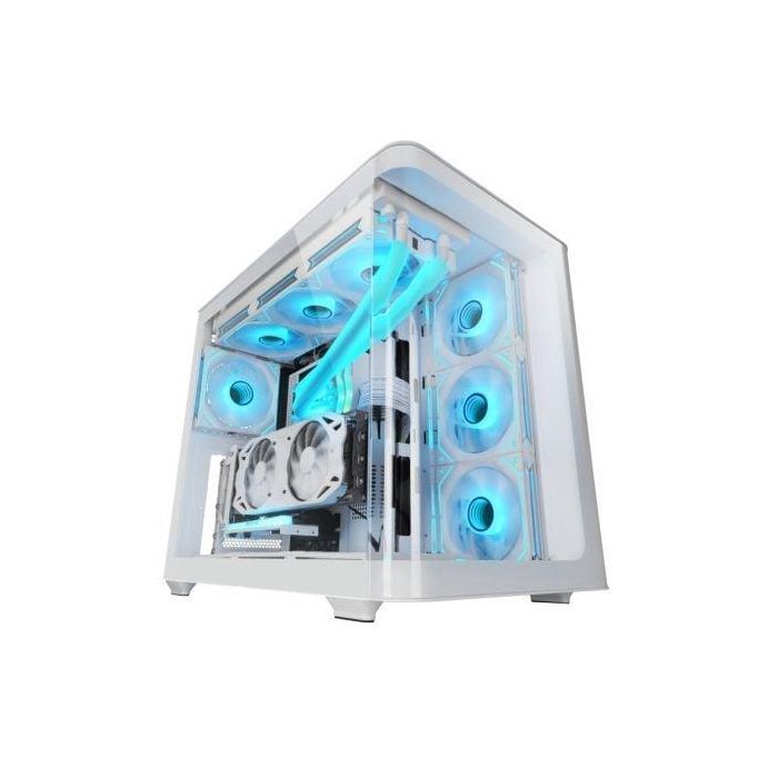 Mars gaming Caja Ordenador Semitorre ATX MCFUSION Blanca con Cristal Templado y Flujo de Aire Optimo