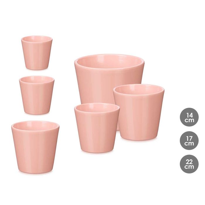 Set 3 Macetas Conica 14 17 22Cm Rosa Mate Ibergarden Set 3 Macetas Conica 14 17 22Cm Rosa Mate Ibergarden