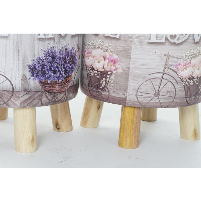 DKD Home Decor Reposapiés Shabby Gris Lila de PU y Pino, 30x30x30 cm, Altura 32 cm, con detalle Bicicleta, Pack de 2 Unidades 1 DKD Home Decor Reposapiés Shabby Gris Lila de PU y Pino, 30x30x30 cm, Altura 32 cm, con detalle Bicicleta, Pack de 2 Unidades 1