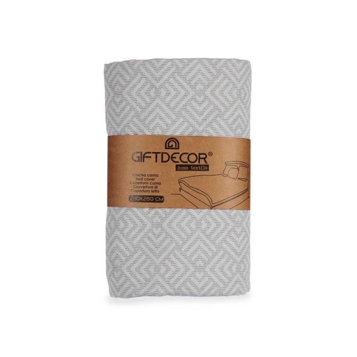 Colcha Cama Geometrico Gris 240X260Cm Giftdecor (4 Unidades) 2 Colcha Cama Geometrico Gris 240X260Cm Giftdecor (4 Unidades) 2