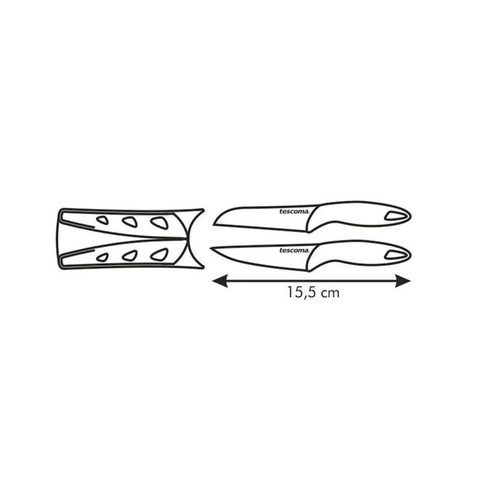 Tescoma Cuchillos Mini Presto 6 cm, Set de 2 unidades, con mango y funda protectora, aptos para lavavajillas 1 Tescoma Cuchillos Mini Presto 6 cm, Set de 2 unidades, con mango y funda protectora, aptos para lavavajillas 1