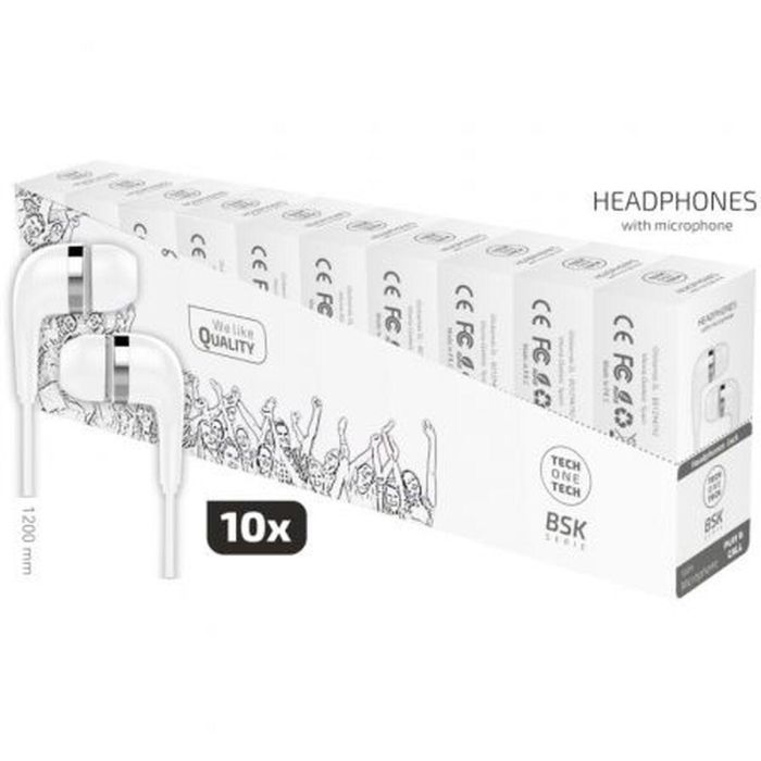 Auriculares de Diadema Tech One Tech TEC2955 Blanco Auriculares de Diadema Tech One Tech TEC2955 Blanco