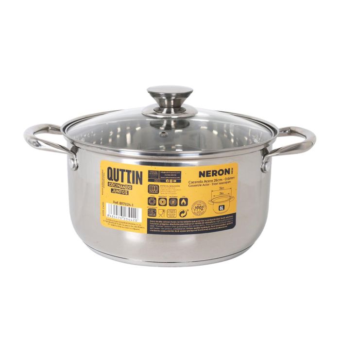 Cacerola Inde New Neron 26 cm (8L) acero inoxidable con tapa (4 Unidades) 3 Cacerola Inde New Neron 26 cm (8L) acero inoxidable con tapa (4 Unidades) 3