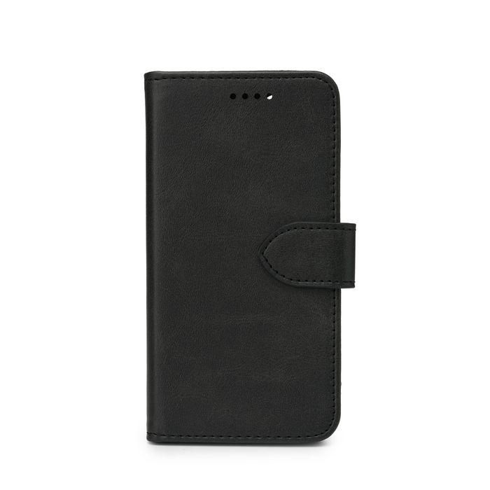eSTUFF Funda Billetera PU para iPhone SE 2022/2020 Negra - Protección con Ranuras para 3 Tarjetas y Soporte