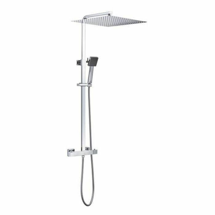 Oceanic Columna de Ducha Mezclador Termostático (38°C), Rociador Cuadrado Extraplano 40x40 cm Acero Inoxidable, Teleducha, Cromo