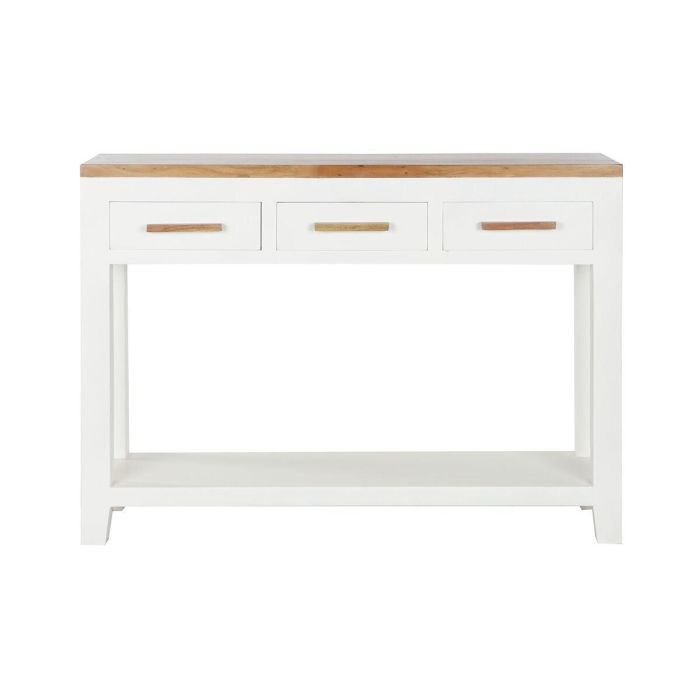 Mesa auxiliar DKD Home Decor Blanco Marrón Acacia Madera de mango 110 x 30 x 80 cm 2