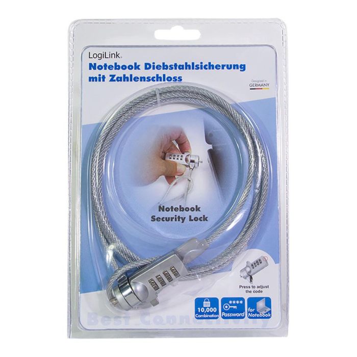 Logilink Cable antirrobo para portátil con combinación de 4 cifras, 1.50 metros, acero 3 Logilink Cable antirrobo para portátil con combinación de 4 cifras, 1.50 metros, acero 3