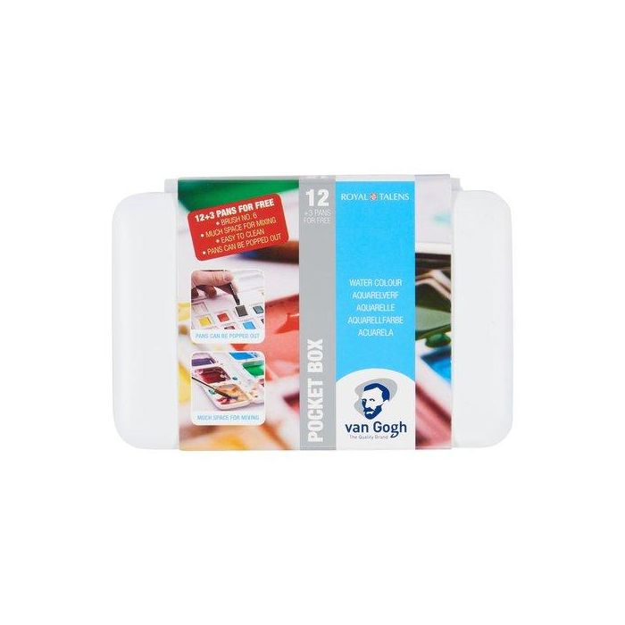 Talens Van Gogh Acuarelas Básicas en Medias Pastillas C-Surtido Estuche 12 Ud + Pincel Talens Van Gogh Acuarelas Básicas en Medias Pastillas C-Surtido Estuche 12 Ud + Pincel