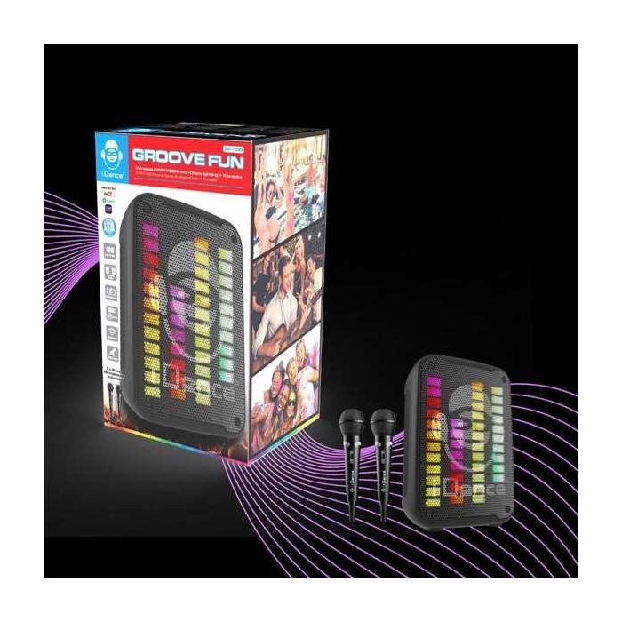 Karaoke con 2 microfonos inalambricos y luces disco 35,6x24,2x18,5 cm 4