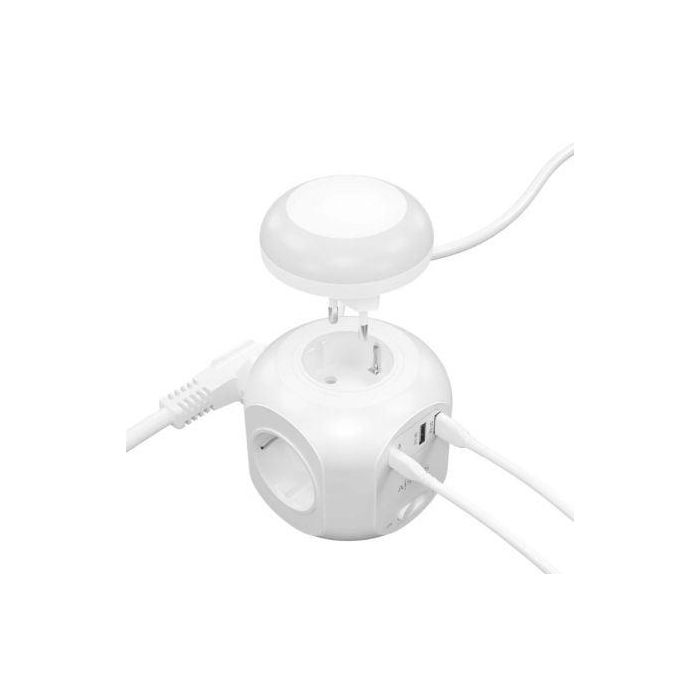 Aisens Regleta de Enchufes Sobremesa con 4 Tomas, USB-C 20W PD3.0, 2 USB-A 18W QC3.0, Luz Nocturna, 1.8m, Blanco 2